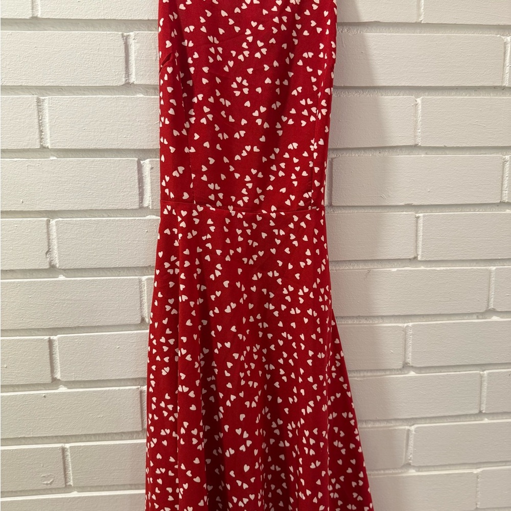 Red Dress with White Heart Pattern